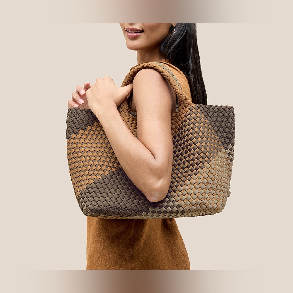 Naghedi Woven Tan and Brown Bag